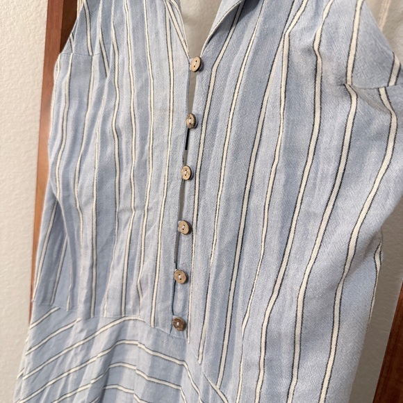 Free People No Rush Midi Asymmetrical Halter Dress in Blue Combo Size Medium - Picture 7 of 7